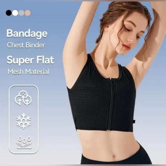 Chest Binder Zip Up Chest Binder Quick-Drying Adjustable Sz 2XL Black NWT - Picture 2 of 14